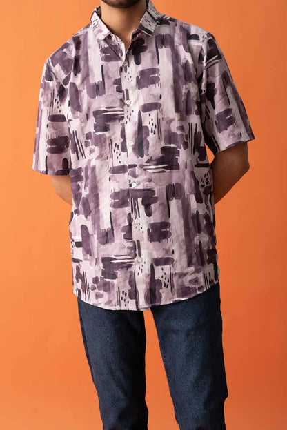 Gravity Men's Printed Short Sleeve Venice Casual Shirt