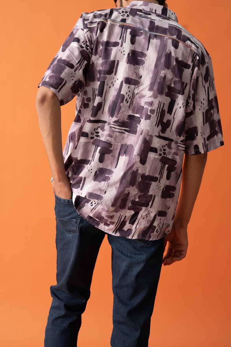Gravity Men's Printed Short Sleeve Venice Casual Shirt