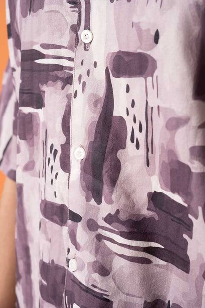 Gravity Men's Printed Short Sleeve Venice Casual Shirt