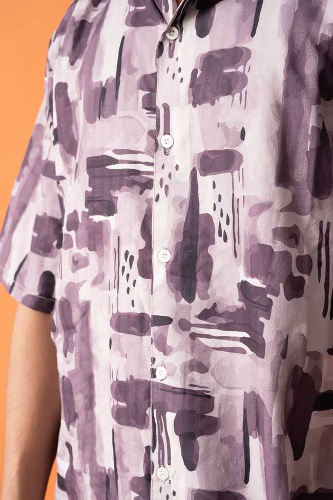 Gravity Men's Printed Short Sleeve Venice Casual Shirt