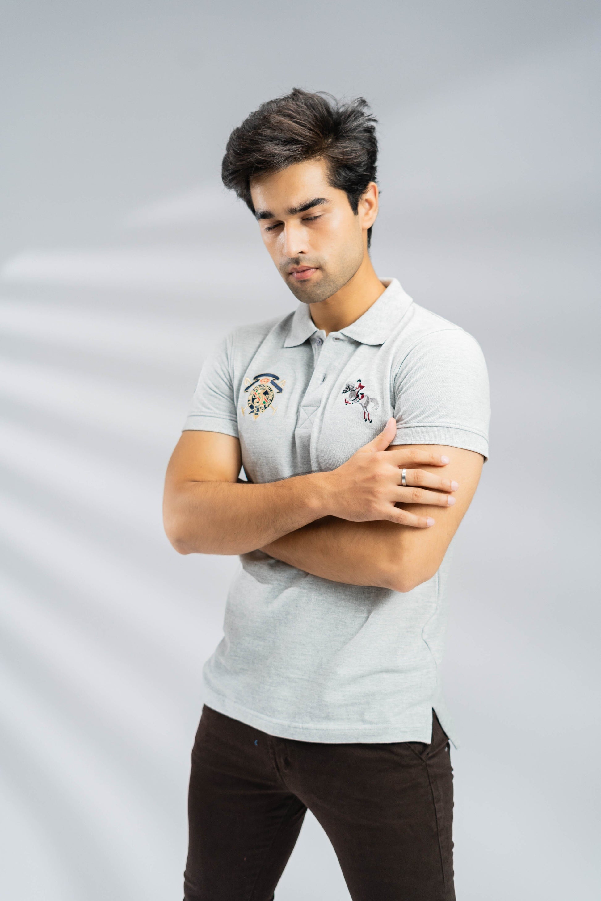 Polo Republica Men's Pony Crest & 5 Embroidered Short Sleeve Polo Shirt Men's Polo Shirt Polo Republica 