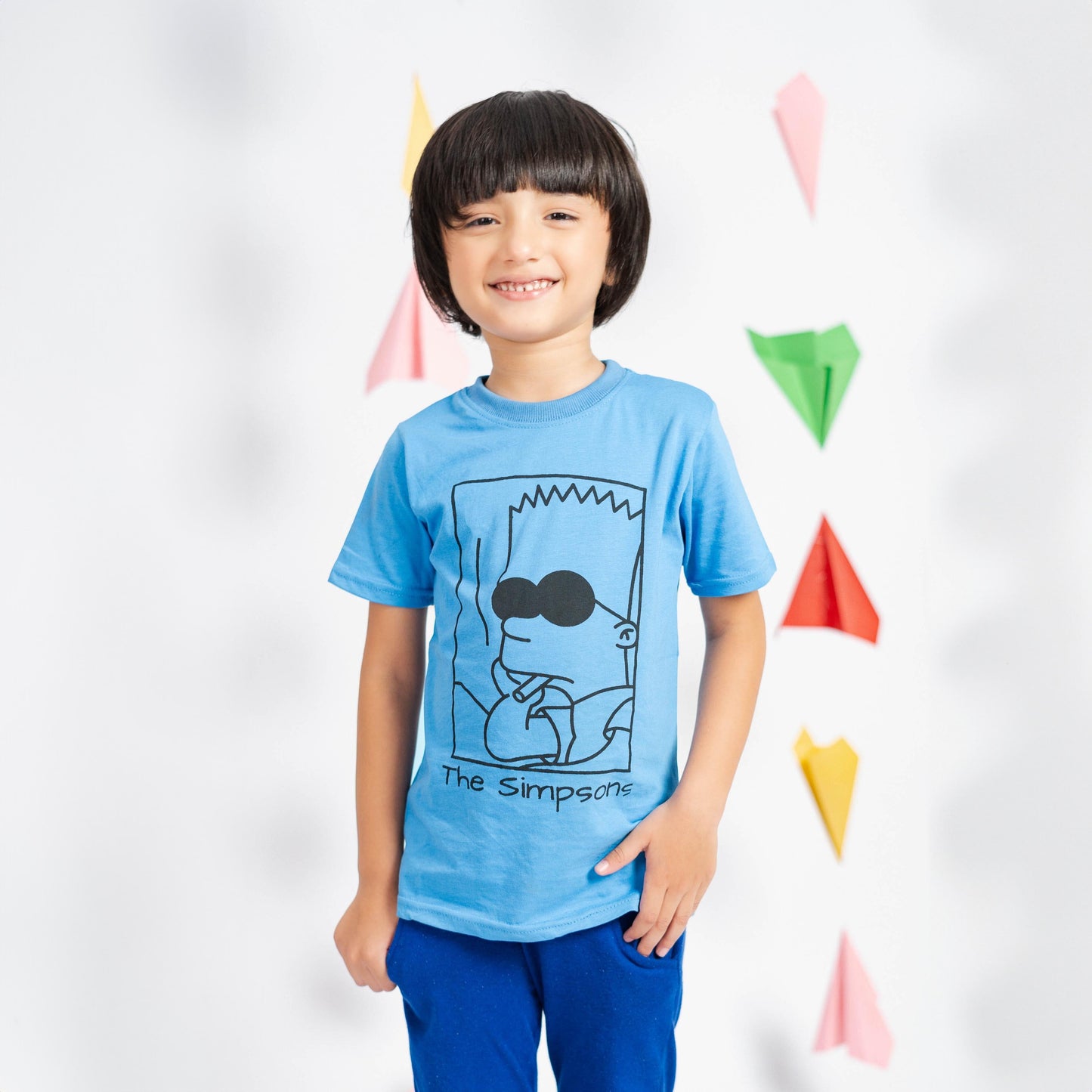 Junior Republic Kid's The Simpsons Printed Tee Shirt Boy's Tee Shirt JRR Blue 1-2 Years 