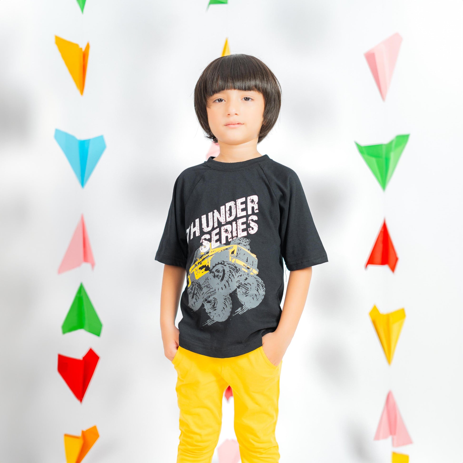 Minoti Kid's Thunder Series Printed Tee Shirt Boy's Tee Shirt SZK Black 3-4 Years 