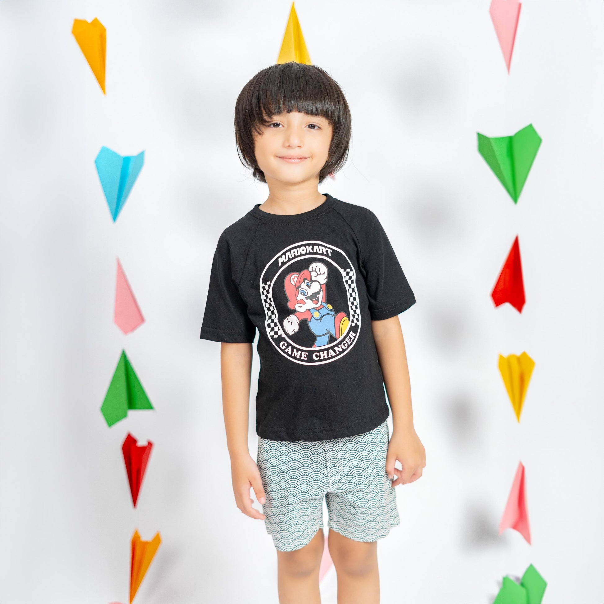 Minoti Kid's Mariokart Printed Tee Shirt Boy's Tee Shirt SZK Black 3-4 Years 