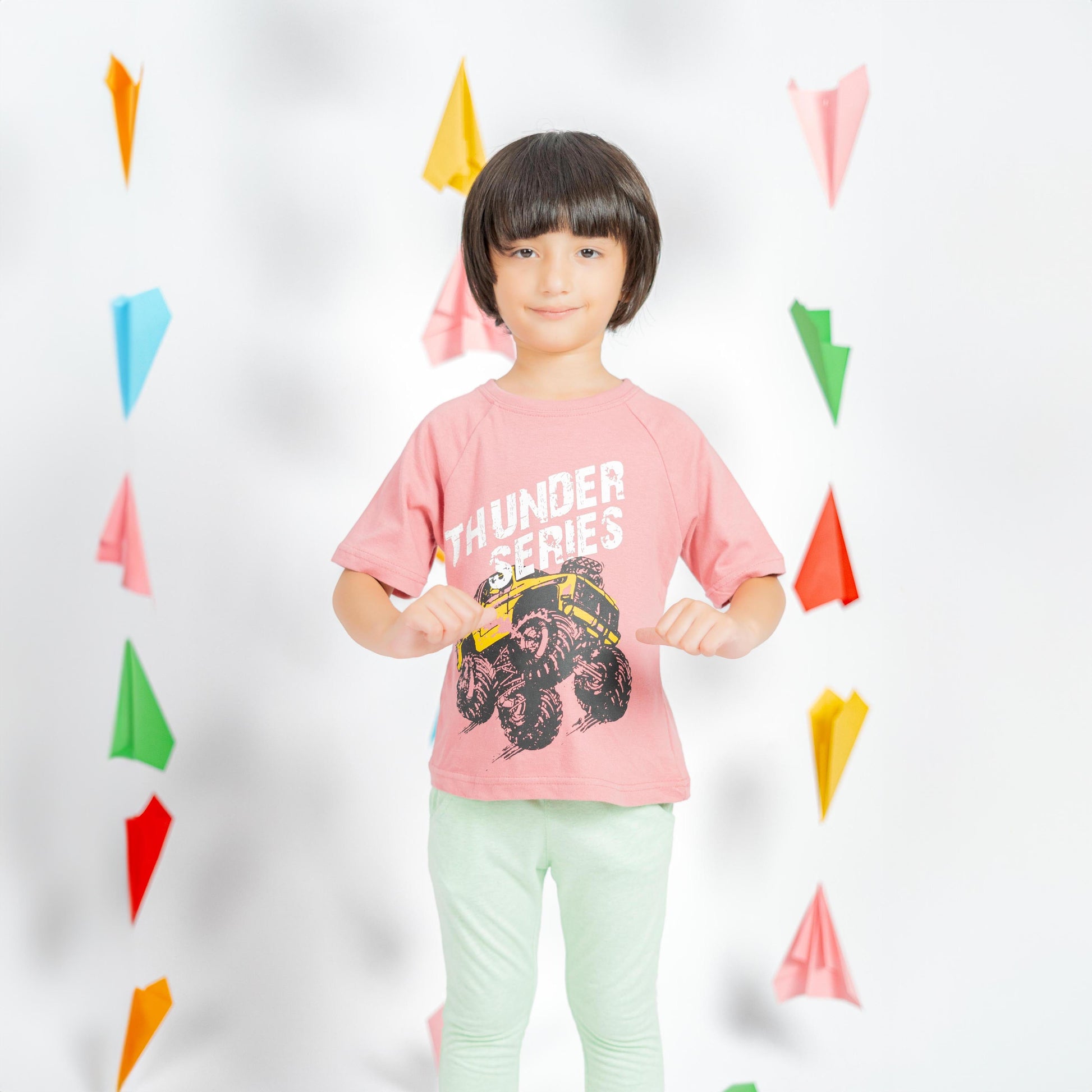 Minoti Kid's Thunder Series Printed Tee Shirt Boy's Tee Shirt SZK Light Plum 3-4 Years 