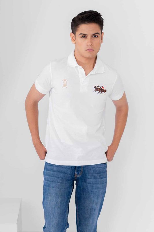 Polo Republica Men's Double Pony Crest & 8 Embroidered Short Sleeve Polo Shirt Men's Polo Shirt Polo Republica 
