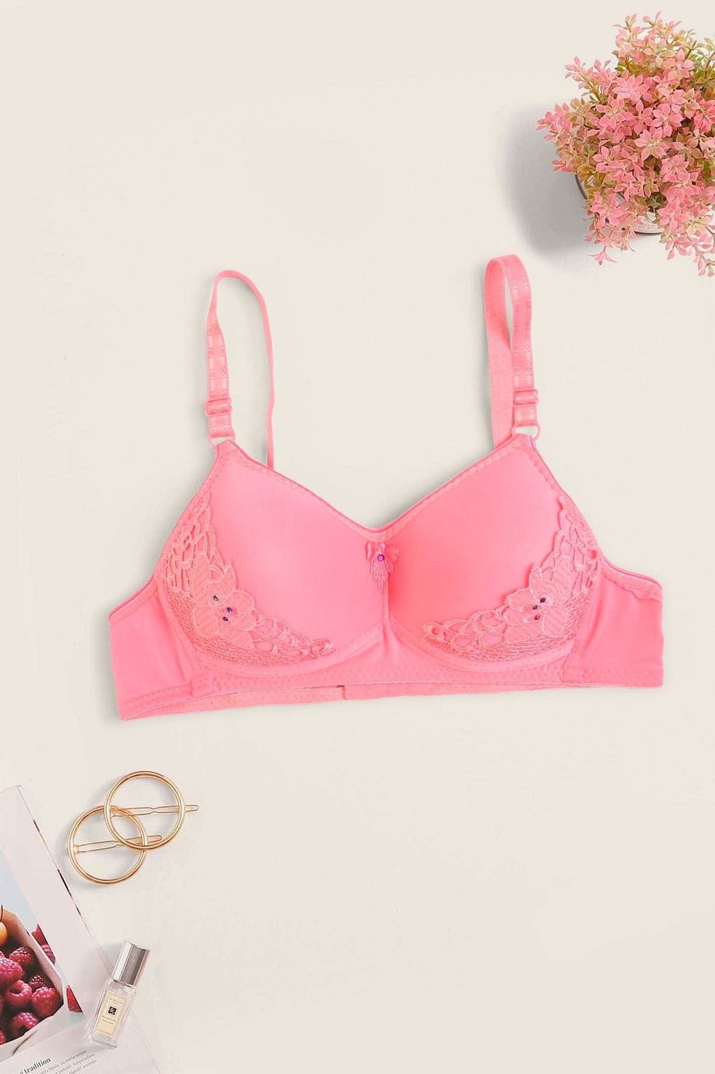 Women's Floral Lace Design Stretched Padded Bra Women's Lingerie CPUS 