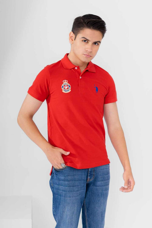 Polo Republica Men's Horse Rider & Crest Embroidered Short Sleeve Polo Shirt