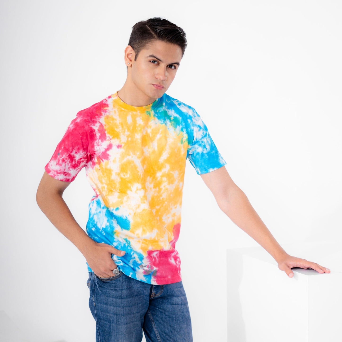 Pillars Men's Tie & Dye Style Oversized Tee Shirt
