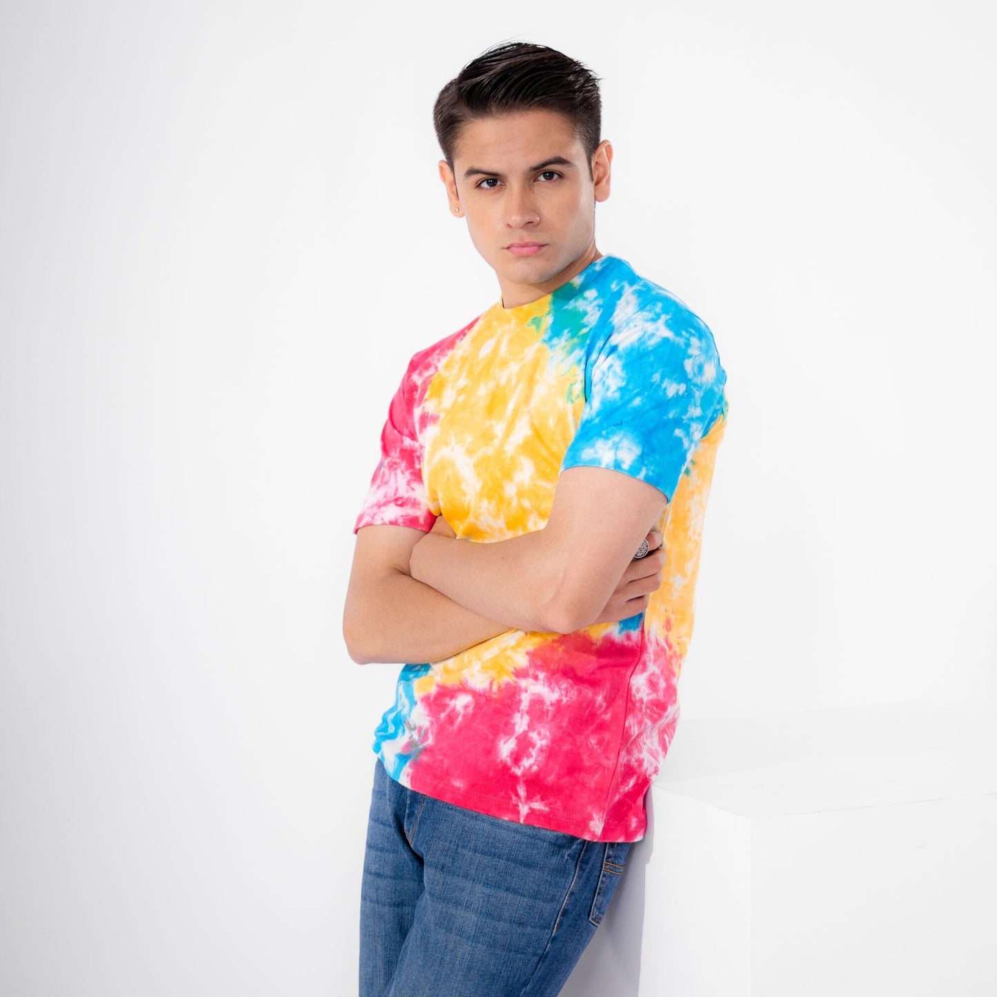 Pillars Men's Tie & Dye Style Oversized Tee Shirt