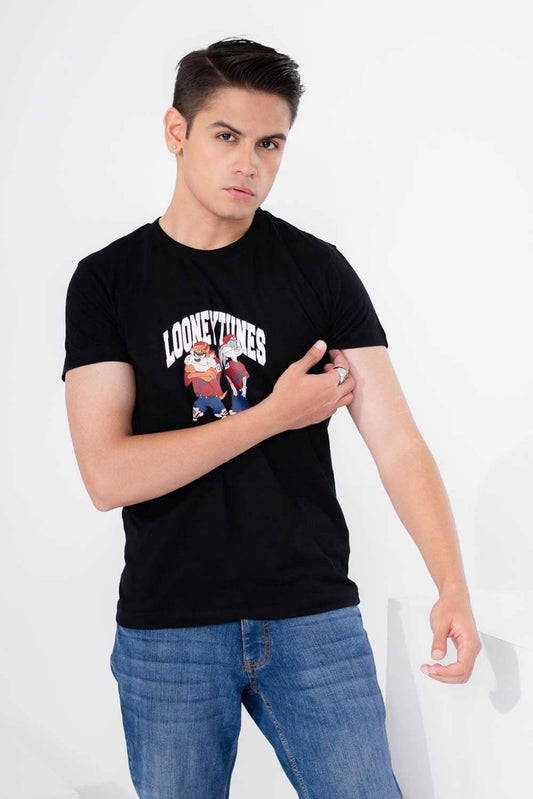 Polo Republica Men's Looney Tunes Printed Crew Neck Tee Shirt