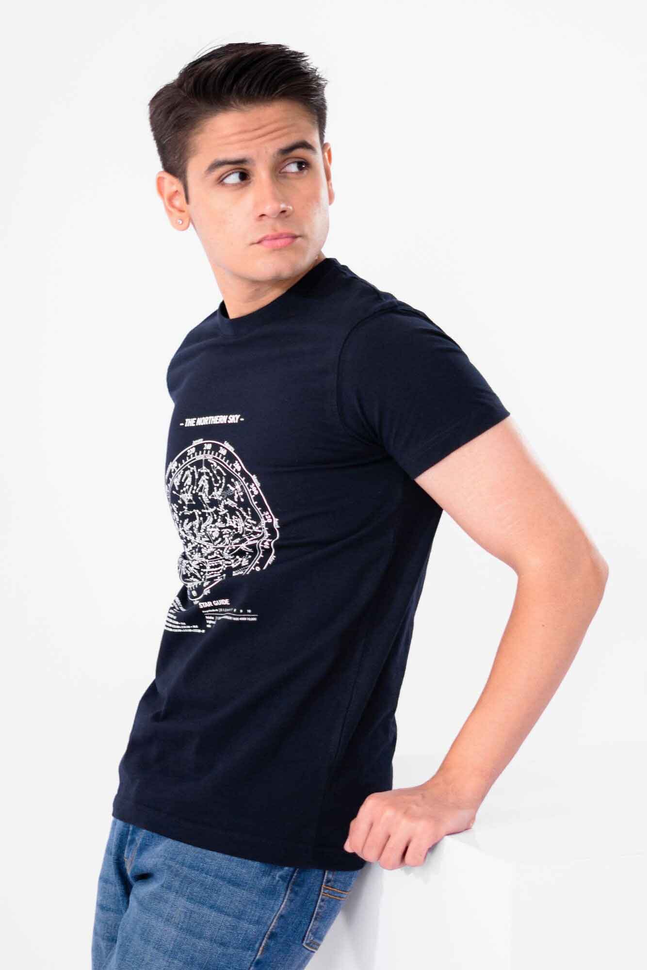 Polo Republica Men's Northern Sky Printed Crew Neck Tee Shirt