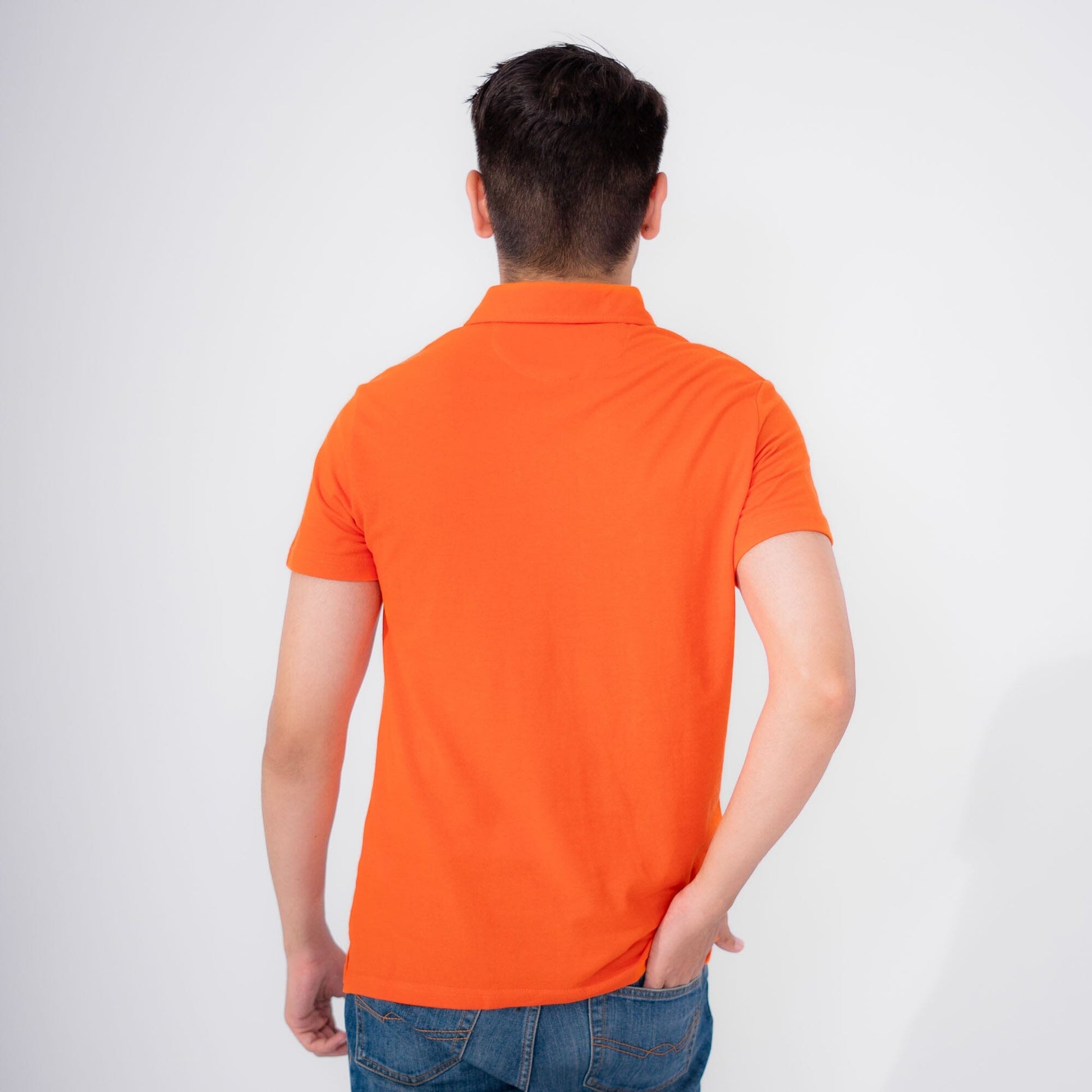 Polo Republica Men's Essentials Tailored Collar Pocket Polo Shirt Orange