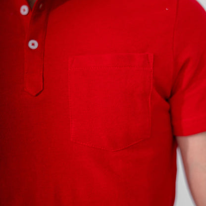 Polo Republica Men's Essentials Tailored Collar Pocket Polo Shirt Red