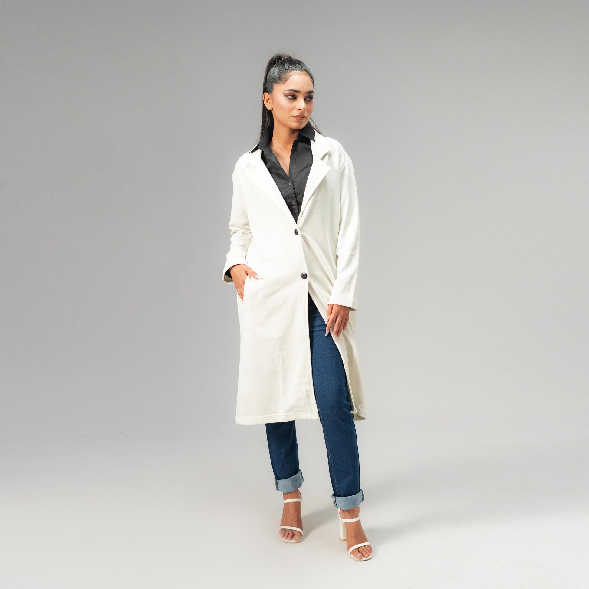 Polo Republica Women's Elegance Terry Long Coat - Premium Seasonal Wear Women's Jacket Polo Republica Off White S 
