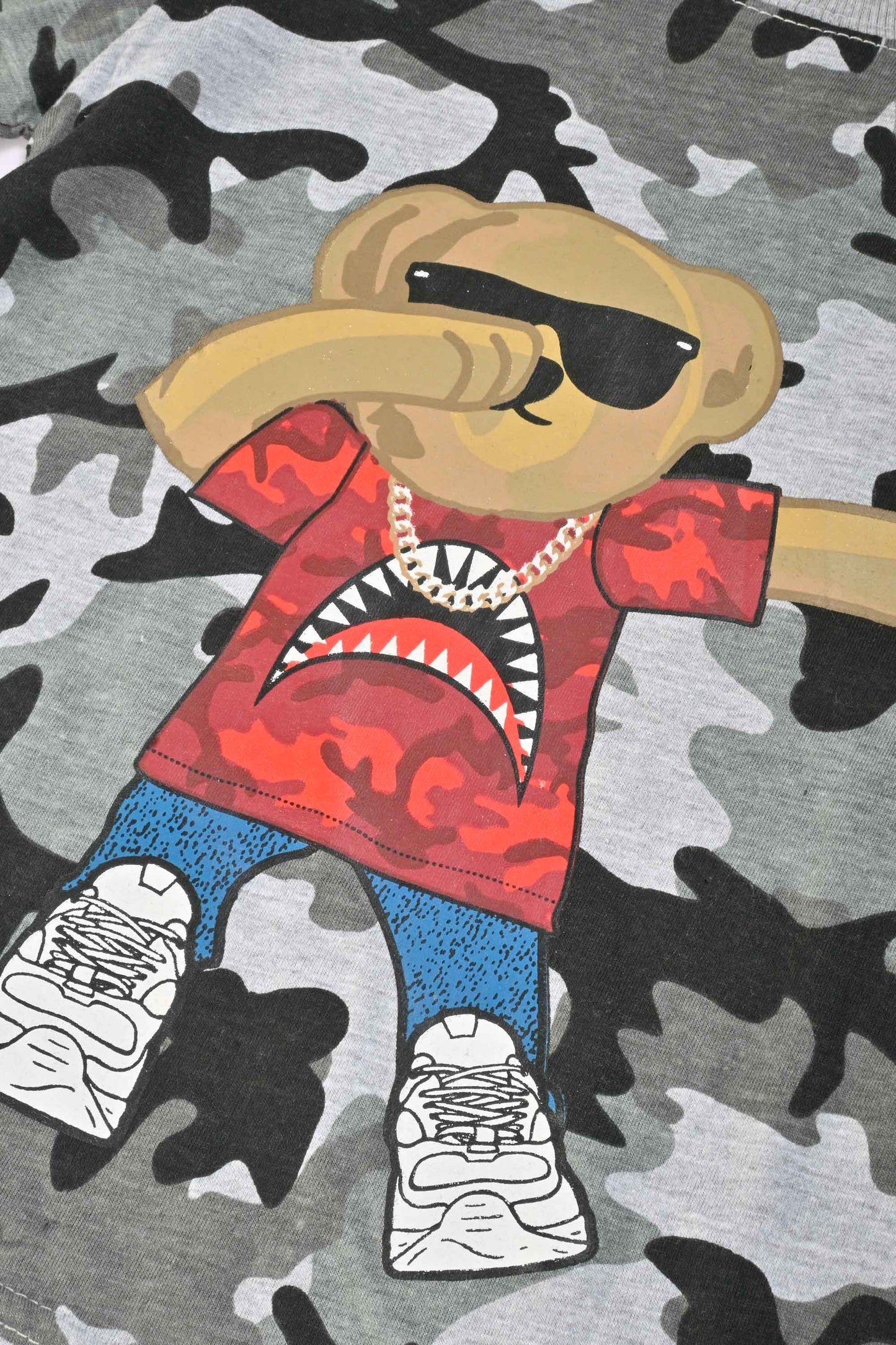 Max 21 Kid's Camo Style Bear Printed Long Sleeve Tee Shirt