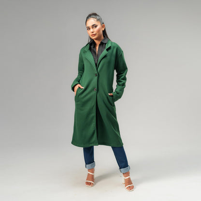 Polo Republica Women's Elegance Terry Long Coat - Premium Seasonal Wear Women's Jacket Polo Republica Bottle Green S 
