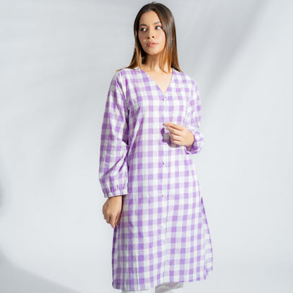 East West By Polo Republica Women's Check Design Stitched Shirt Women's Kurti East West Purple XS 