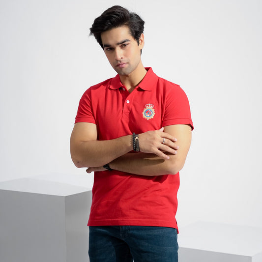 Polo Republica Men's Crest & 3 Polo Embroidered Short Sleeve Polo Shirt Men's Polo Shirt Polo Republica Red S 