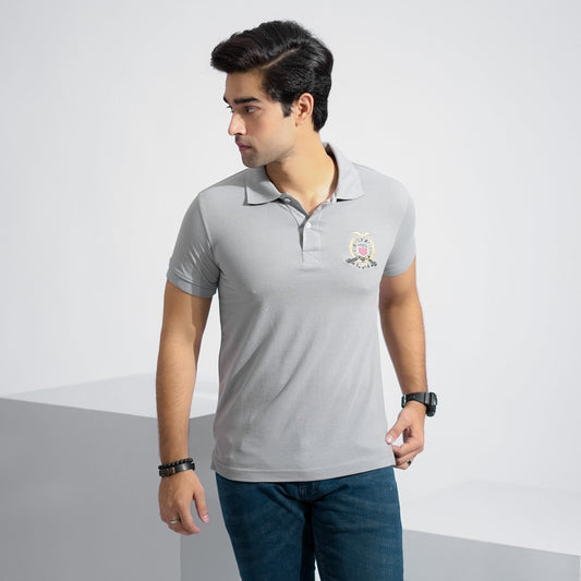 Polo Republica Men's USA Crest & 6 Embroidered Short Sleeve Polo Shirt Men's Polo Shirt Polo Republica Grey S 