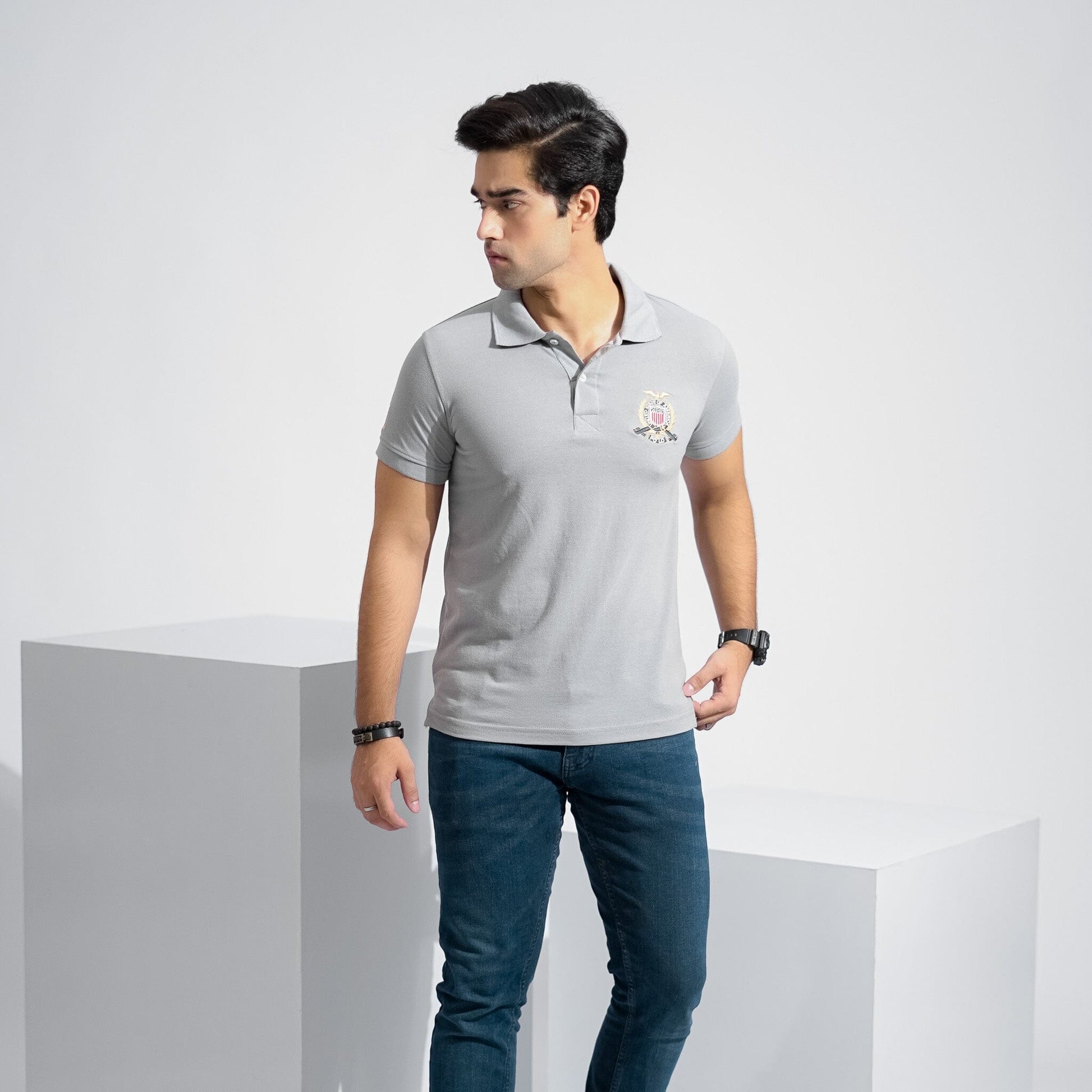 Polo Republica Men's USA Crest & 6 Embroidered Short Sleeve Polo Shirt Men's Polo Shirt Polo Republica 