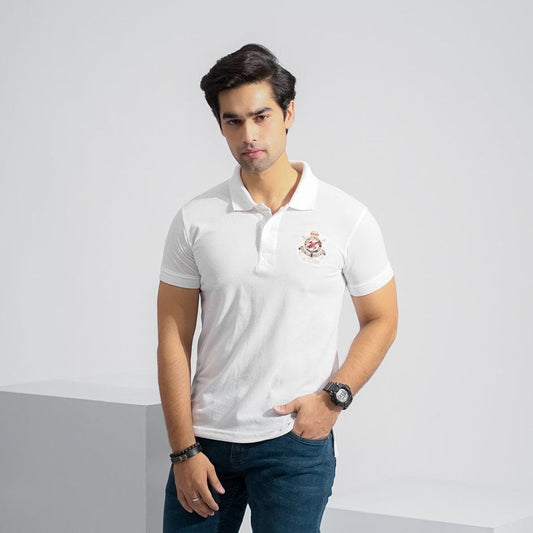 Polo Republica Men's Hunter Jumper & Crest 5 Embroidered Short Sleeve Polo Shirt Men's Polo Shirt Polo Republica White S 