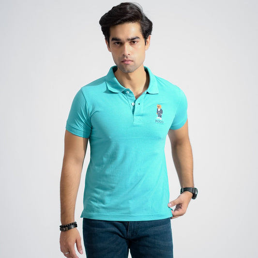 Polo Republica Men's Bear & Polo Embroidered Short Sleeve Polo Shirt Men's Polo Shirt Polo Republica Aqua Blue S 