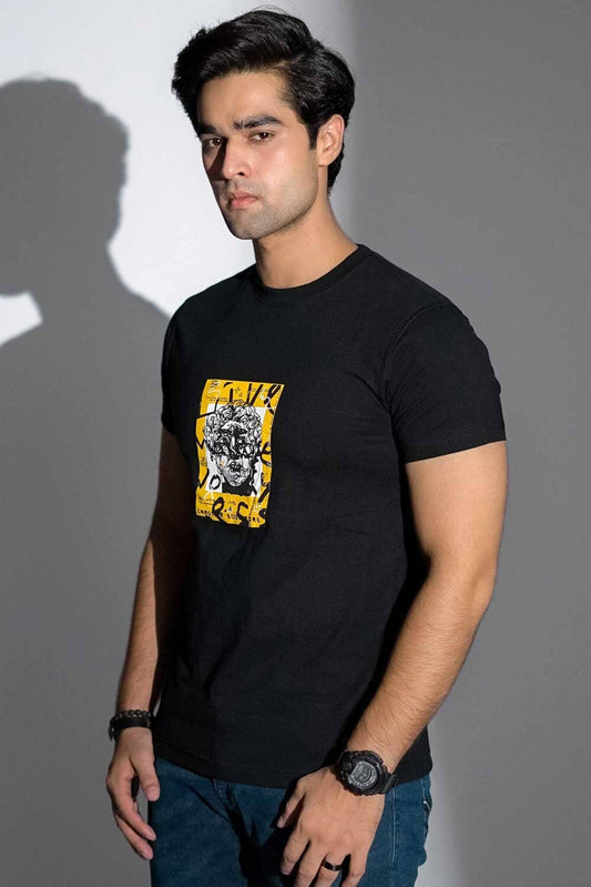 Polo Republica Men's Live More Worry Printed Crew Neck Tee Shirt