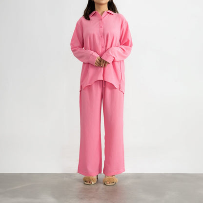 East West Women’s Solid CO-Ord Set Women's Co Ord Set East West Pink S 