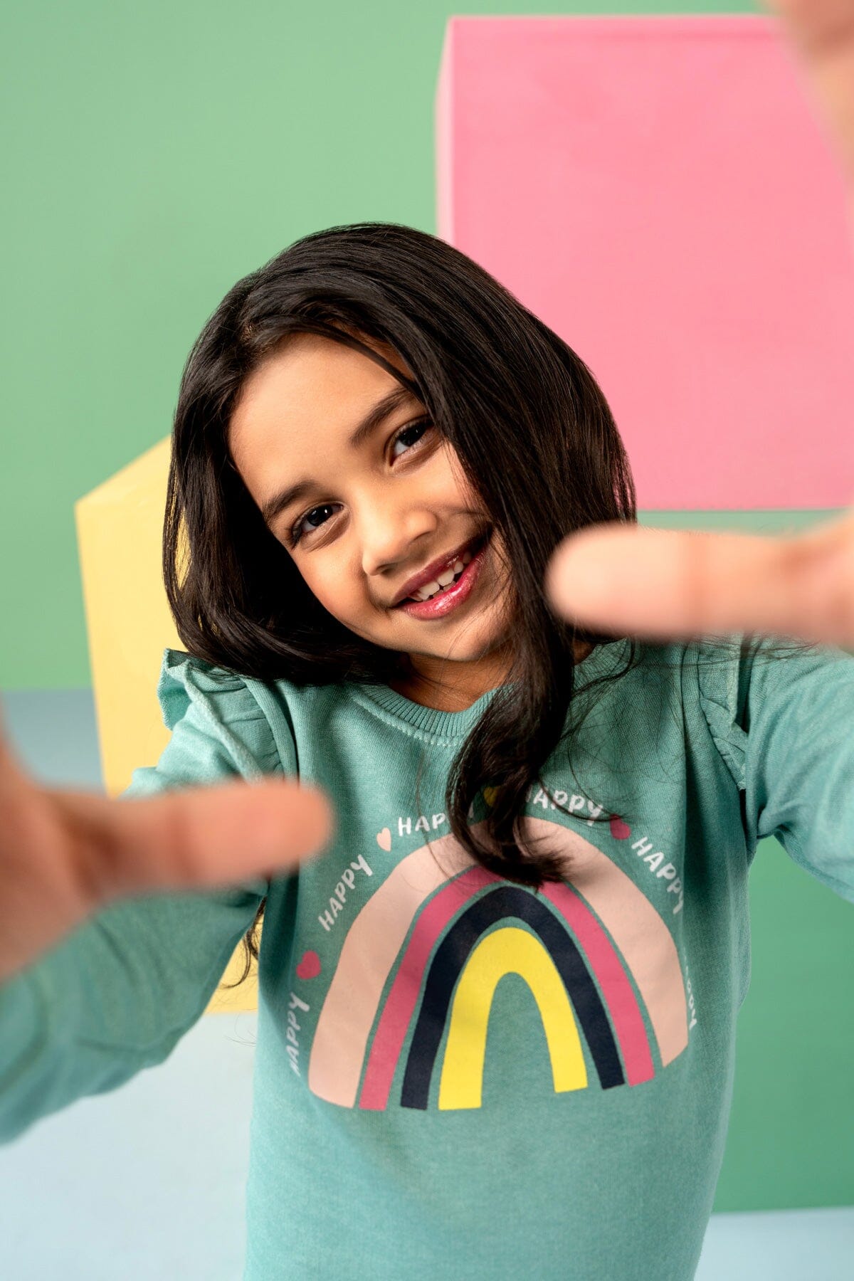 Kiki & Koko Girl's Rainbow Printed Fleece Sweat Shirt