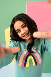 Kiki & Koko Girl's Rainbow Printed Fleece Sweat Shirt