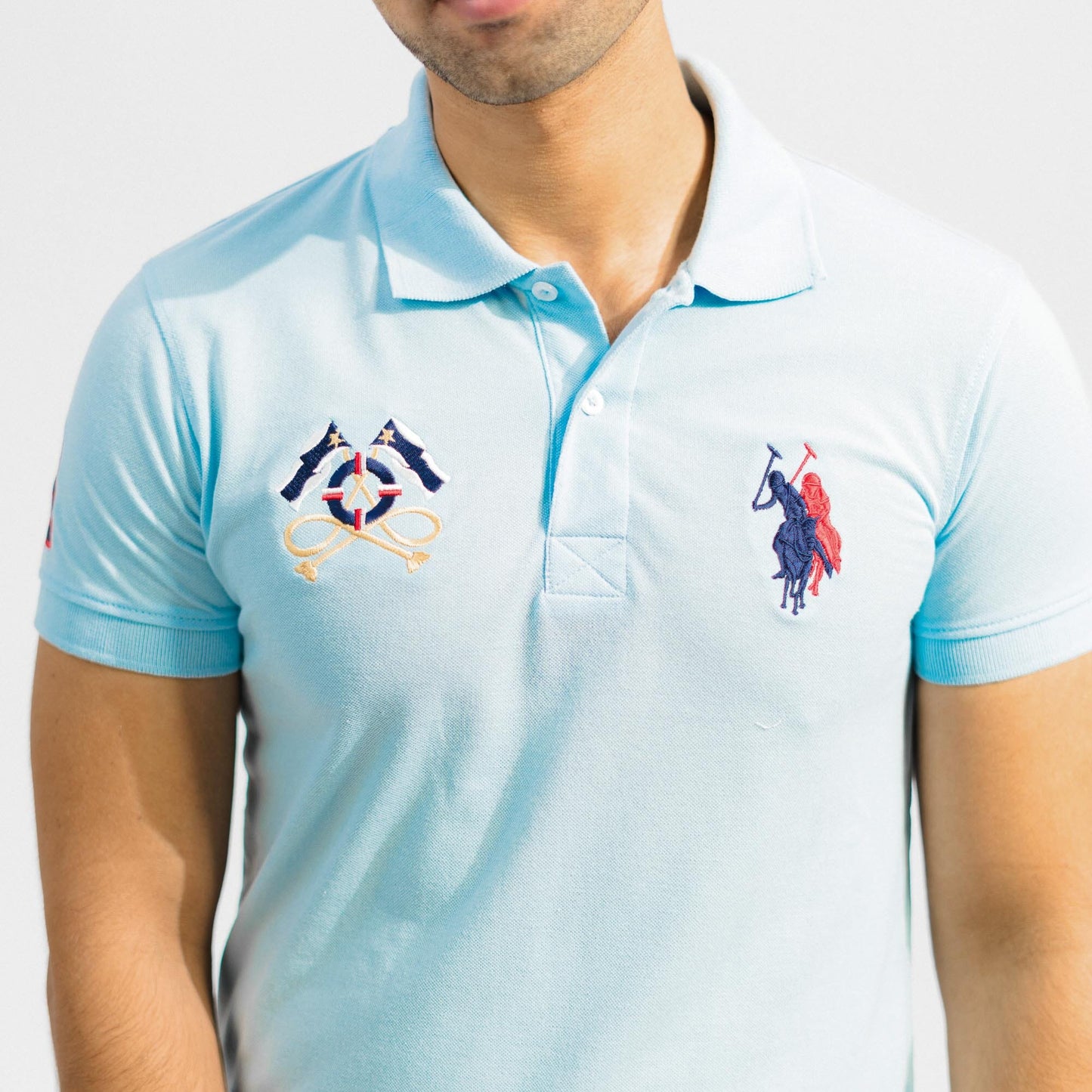 Polo Republica Men's Two Polo Horse Rider & Flag Crest Embroidered Polo Shirt Men's Polo Shirt Polo Republica 