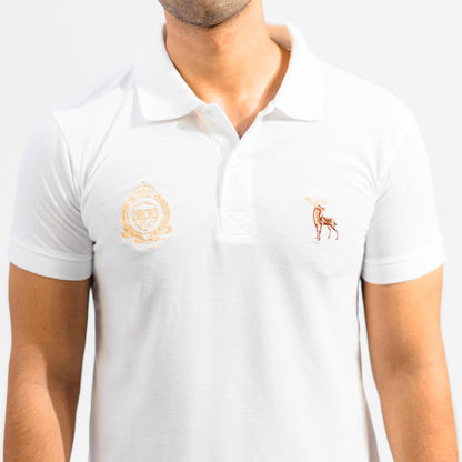 Polo Republica Men's Moose & Crown Crest Embroidered Short Sleeve Polo Shirt Men's Polo Shirt Polo Republica 