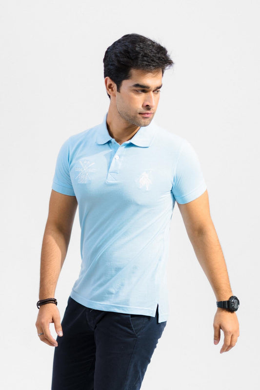 Polo Republica Men's Two Polo Rider & PR Mallets Embroidered Short Sleeve Polo Shirt Men's Polo Shirt Polo Republica Sky S 