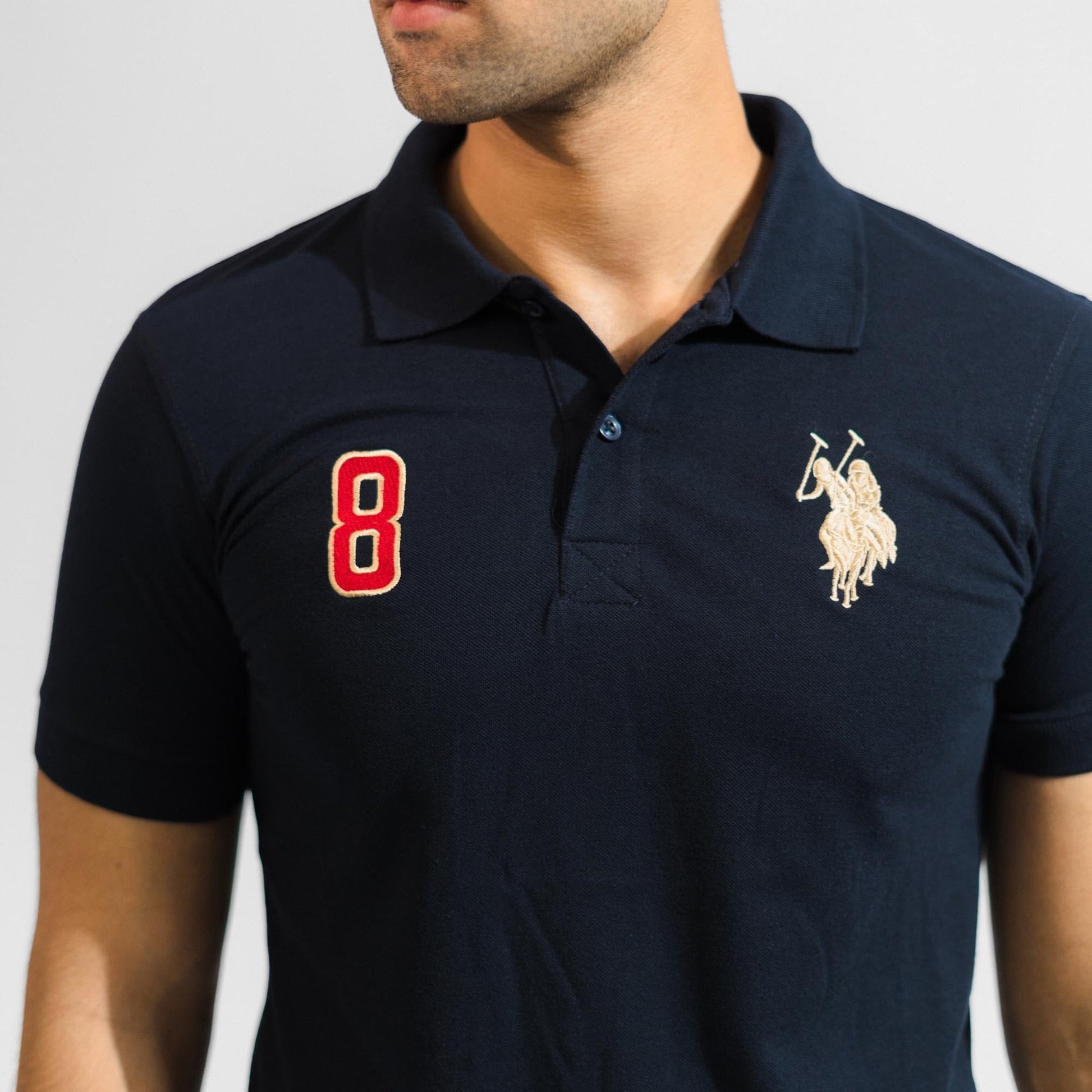 Polo Republica Men's Twin Pony & 8 Embroidered Short Sleeve Polo Shirt Men's Polo Shirt Polo Republica 