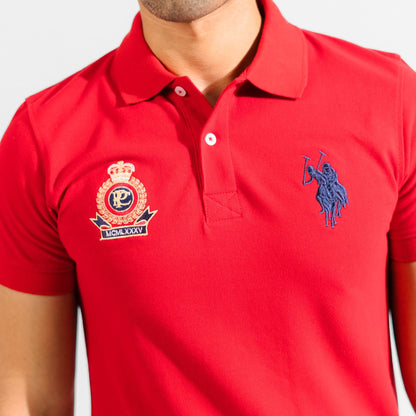 Polo Republica Men's 2 Pony Rider & Crest Embroidered Short Sleeve Polo Shirt Men's Polo Shirt Polo Republica 