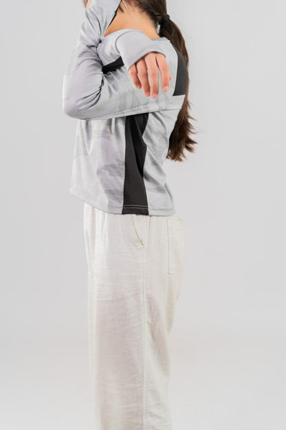 Polo Athletica Women's Contrast Panel Long Sleeve Activewear Crop Tee Shirt Women's Tee Shirt Polo Republica 
