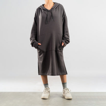 East West Women's Long Fleece Pullover Hoodie Women's Pullover Hoodie East West Graphite Standard 