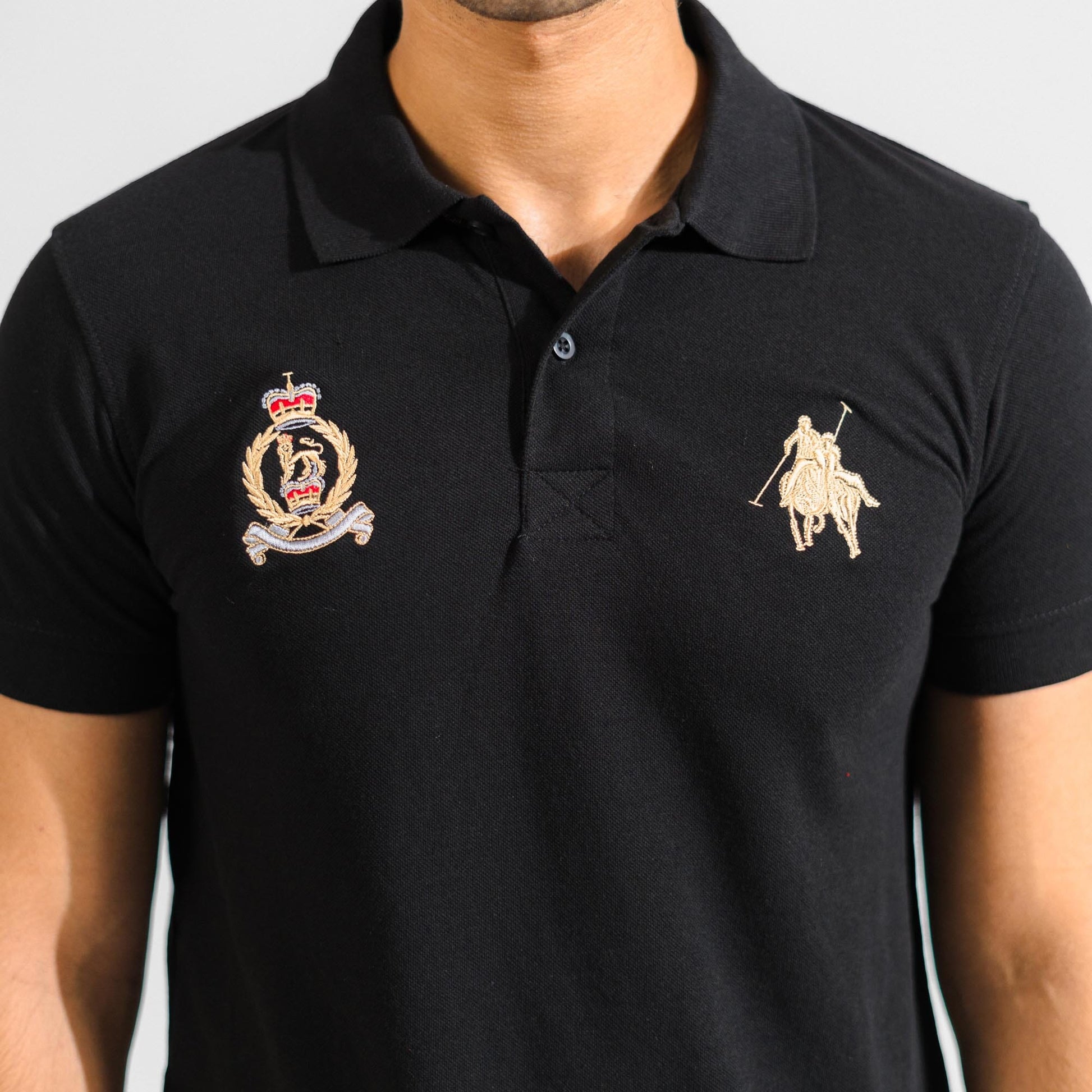 Polo Republica Men's Twin Pony & Crest Embroidered Short Sleeve Polo Shirt Men's Polo Shirt Polo Republica 
