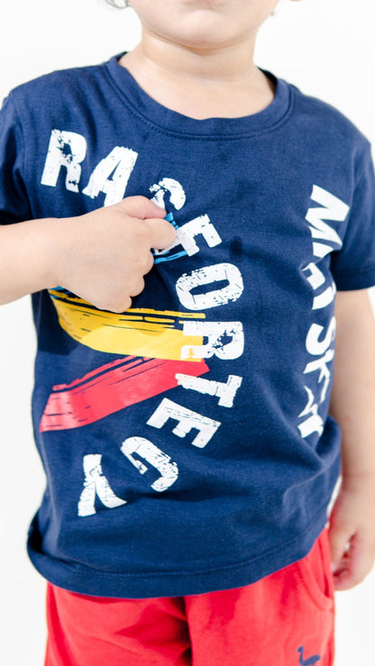Mini Mark Kid's Rasfortegy Printed Short Sleeve Tee Shirt Boy's Tee Shirt KMG 