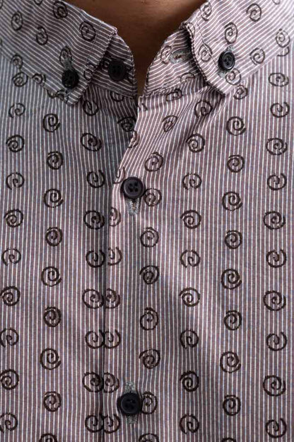 Gravity Men's Printed Button Down Casual Shirt