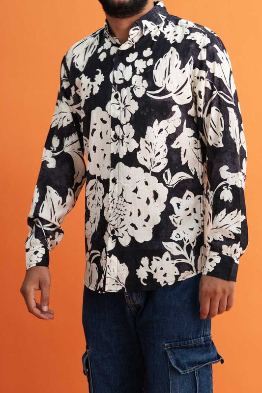 Gravity Men's Floral Button Down Casual Shirt