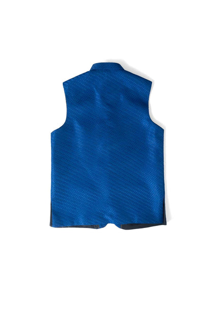 Blue Navy Boy's Textured Waistcoat
