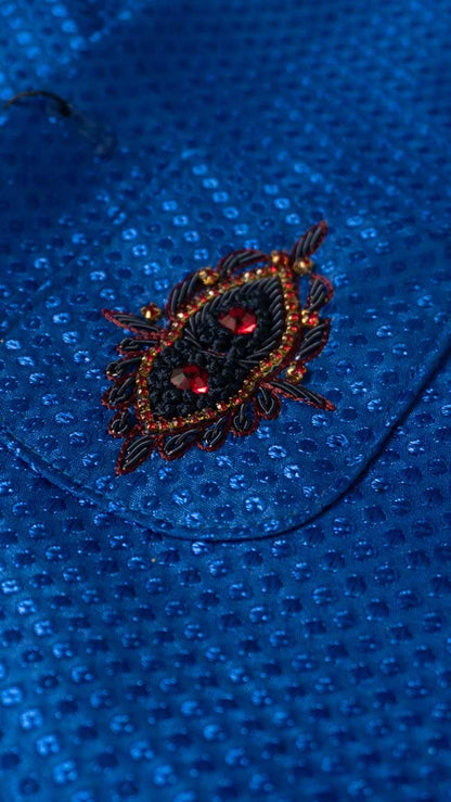 Blue Navy Boy's Textured Waistcoat