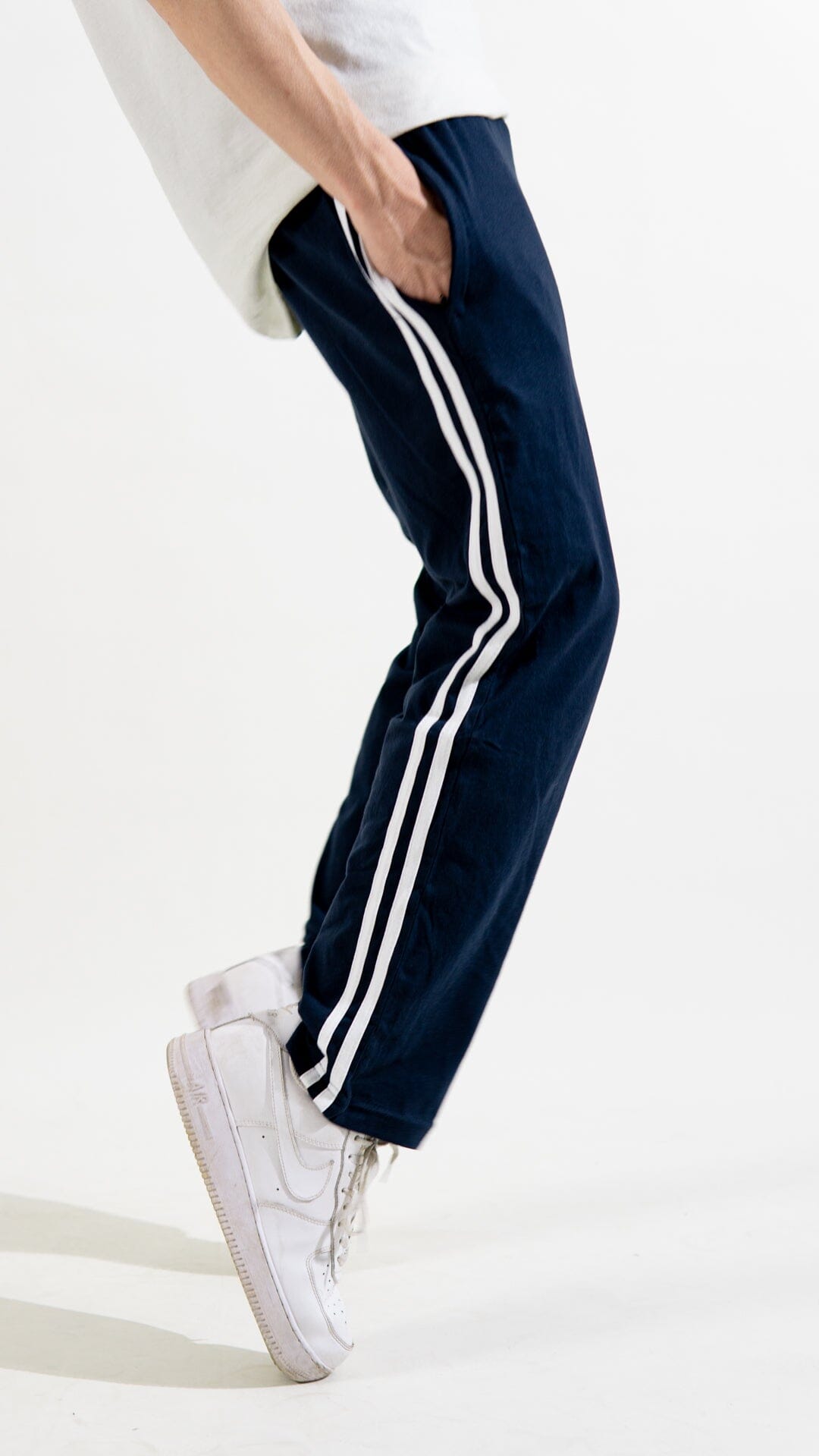 Heavy Cotton Jersey Slim-Fit Lounge Pants with Sporty Side Stripes Navy S 