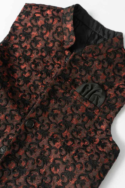 Blue Navy Boy's Floral Embroidered Waistcoat