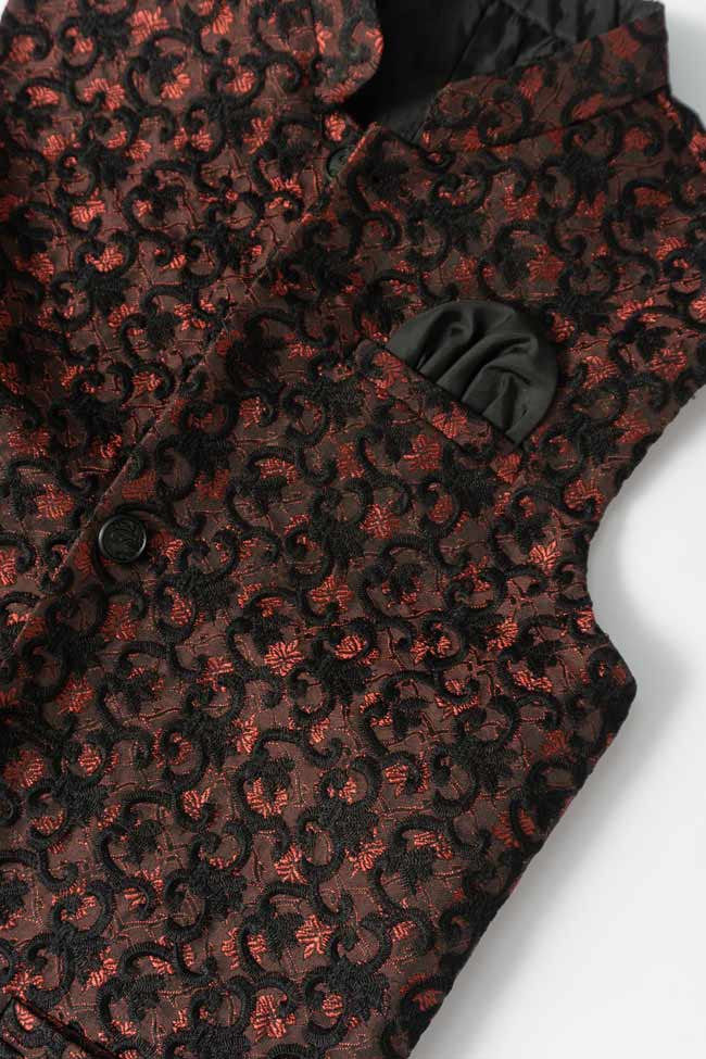 Blue Navy Boy's Floral Embroidered Waistcoat