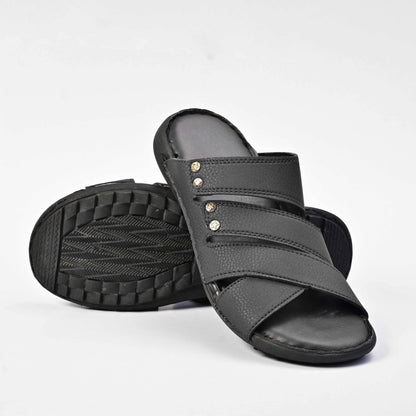 Men's Strap Style Padded Sole PU Leather Chappal Men's Shoes SNAN Traders Black EUR 39 