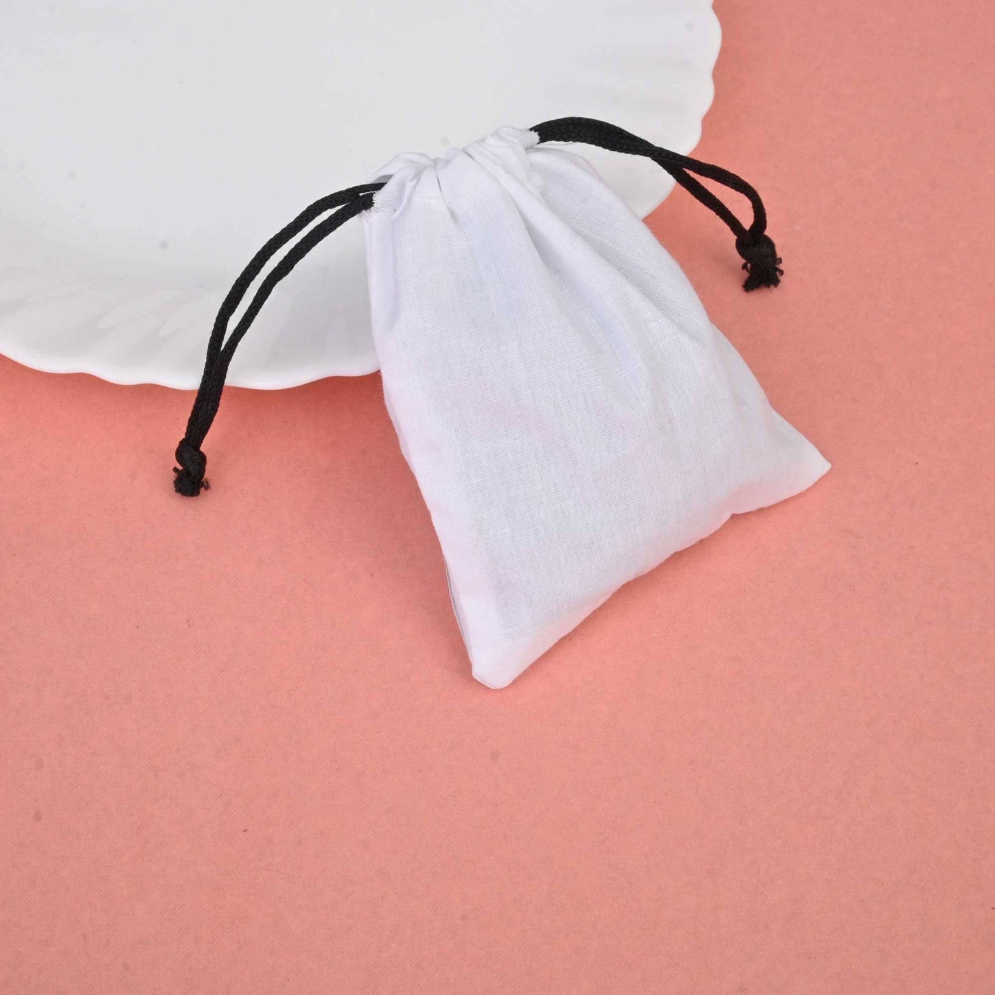 Pack of Five Compact Eco-Friendly Drawstring Pouches. Made-with-waste Gift Bag Polo Republica White S-(H-3.5 x W-3) 