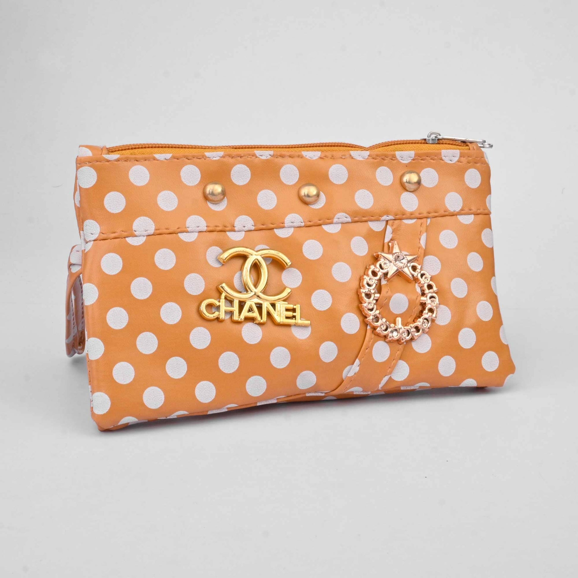 Women's Chanel Embellish Dots Printed Zip Closure Wallet/Purse